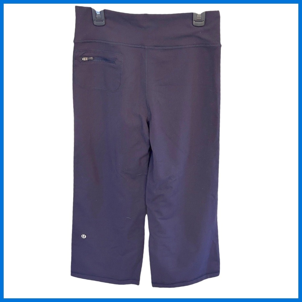 Lululemon Wide Leg Crop Leggings Pants Size 6 High Rise Draw String‎ Navy Blue